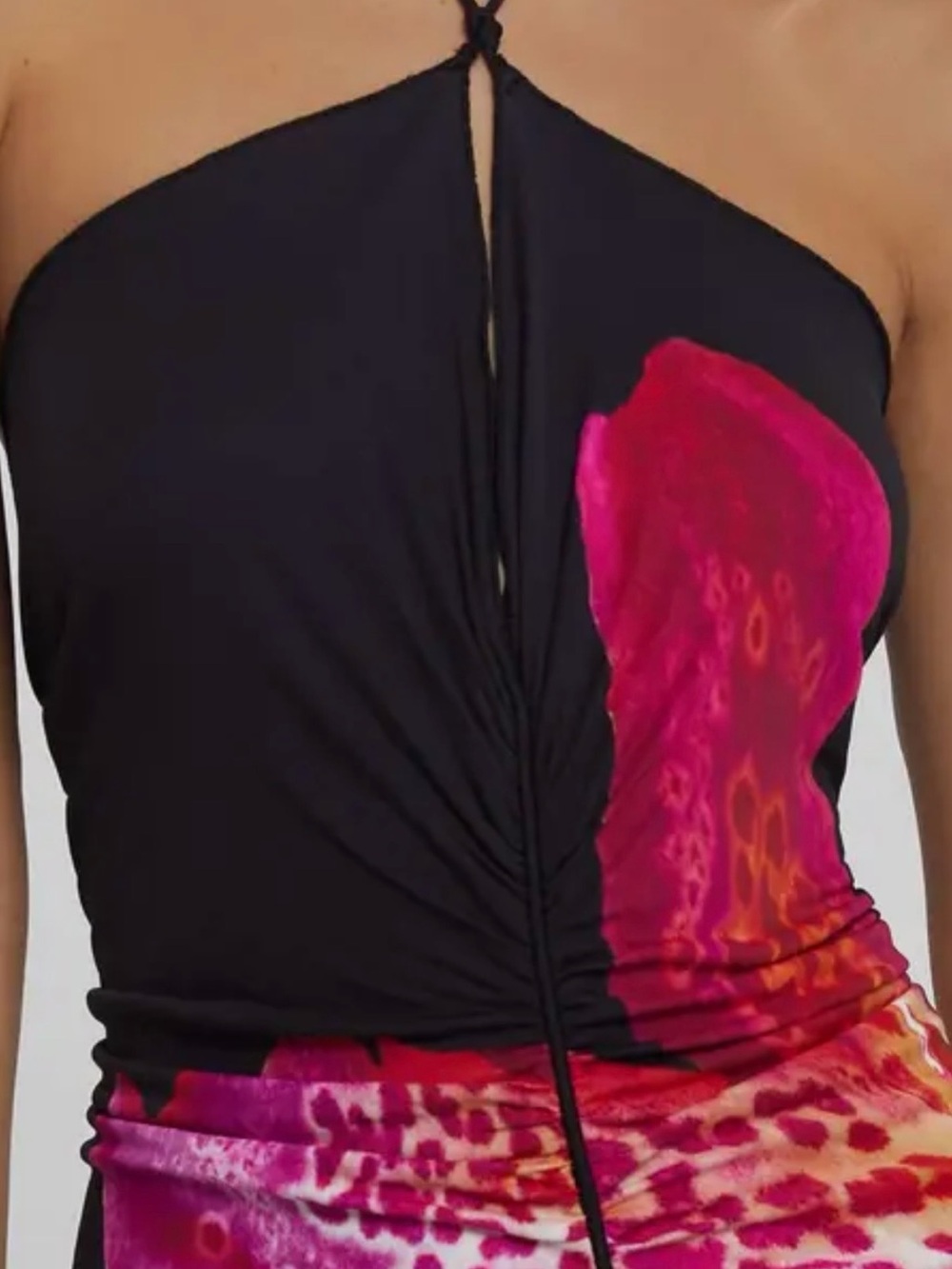 Rat & Boa Black Halter Maxi Dress with Pink and Orange Floral Print - Picture 2 of 4